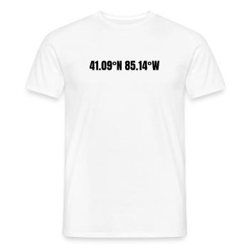 Coordonnées Fort Wayne, Indiana, États-Unis - T-shirt homme - blanc - Devant - AI Model Male 178 dark (178cm)