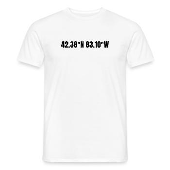 Coordonnées de Détroit, Michigan, États-Unis - T-shirt homme - blanc - Devant - AI Model Male 178 dark (178cm)