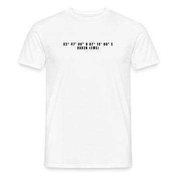 Haren (Ems) Niedersachsen Koordinaten - Männer T-Shirt - Weiß - Vorne - AI Model Male 178 dark (178cm)
