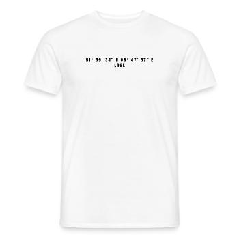 Localisation Rhénanie-du-Nord-Westphalie Coordonnées - T-shirt homme - blanc - Devant - AI Model Male 178 dark (178cm)