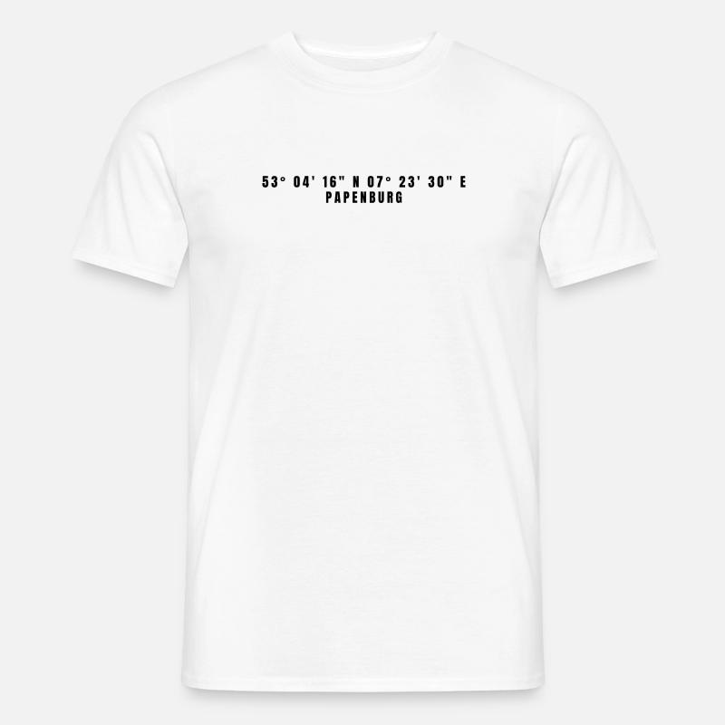 Coordonnées Papenburg, Basse-Saxe - T-shirt homme - blanc