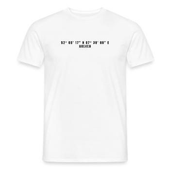 Greven, North Rhine-Westphalia Coordinates - Men's T-Shirt - white - Front - AI Model Male 178 dark (178cm)