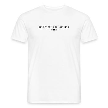 Unna, North Rhine-Westphalia Coordinates - Men's T-Shirt - white - Front - AI Model Male 178 dark (178cm)