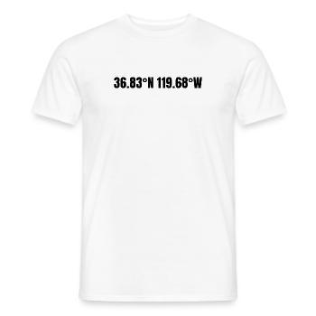 Coordonnées Clovis Californie États-Unis - T-shirt homme - blanc - Devant - AI Model Male 178 dark (178cm)