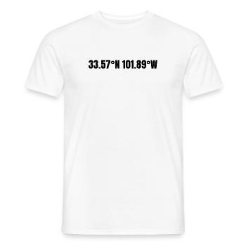 Lubbock Texas USA Coordinates - Men's T-Shirt - white - Front - AI Model Male 178 dark (178cm)