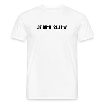 Coordonnées de Stockton, Californie, États-Unis - T-shirt homme - blanc - Devant - AI Model Male 178 dark (178cm)