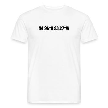 Minneapolis, Minnesota, USA Coordinates - Men's T-Shirt - white - Front - AI Model Male 178 dark (178cm)