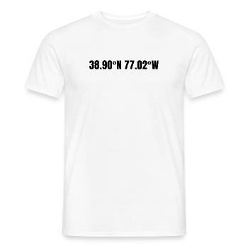 Washington Washington, D.C. USA Coordinates - Men's T-Shirt - white - Front - AI Model Male 178 dark (178cm)