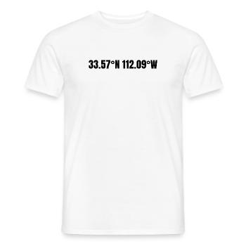 Coordonnées de Phoenix, Arizona, États-Unis - T-shirt homme - blanc - Devant - AI Model Male 178 dark (178cm)