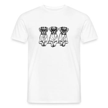German Boxer Dogs Line Black Design Line Art - Men's T-Shirt - white - Front - AI Model Male 178 dark (178cm)