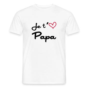 Je t'aime Papa / Naissance / Bébé / Fête des Pères - Men's T-Shirt - white - Front - AI Model Male 178 dark (178cm)