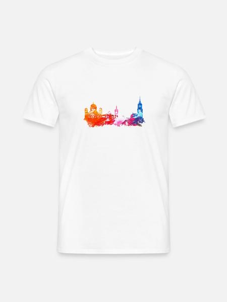 Bern Bunt Skyline Geschenkidee Poster - Männer T-Shirt - Weiß
