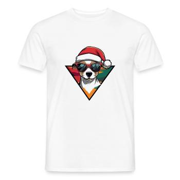 Jack Russel Terrier Dog Christmas Cool - Men's T-Shirt - white - Front - AI Model Male 178 dark (178cm)