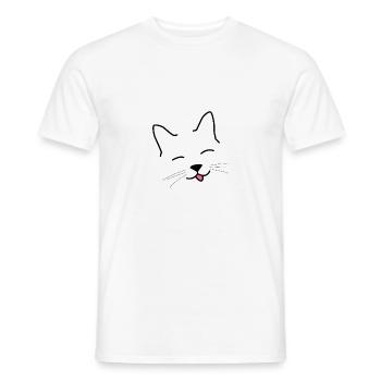 chat heureux - T-shirt homme - blanc - Devant - AI Model Male 178 dark (178cm)