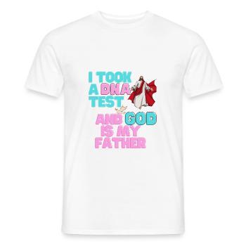 J’ai fait un test ADN et Dieu est mon père 25 - T-shirt homme - blanc - Devant - AI Model Male 178 dark (178cm)