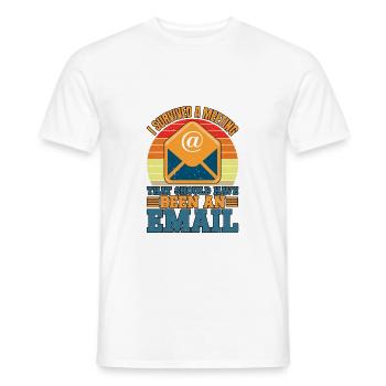 I Survived Another Meeting 10 - Men's T-Shirt - white - Front - AI Model Male 178 dark (178cm)