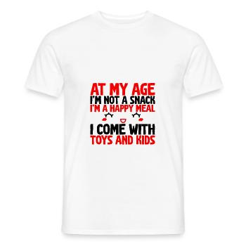At My Age I'm Not A Snack, I'm A Happy Meal 3 - Men's T-Shirt - white - Front - AI Model Male 178 dark (178cm)