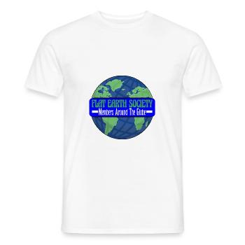 Flat Earth Society, Members Around The Globe 18 - Männer T-Shirt - Weiß - Vorne - AI Model Male 178 dark (178cm)