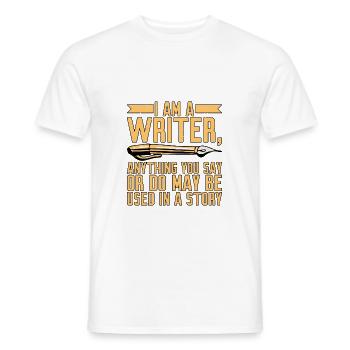 Tout ce que vous dites ou faites peut être utilisé dans une histoire 20 - T-shirt homme - blanc - Devant - AI Model Male 178 dark (178cm)