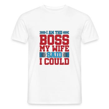 Je suis le patron - Ma femme a dit que je pouvais avoir 5 ans - T-shirt homme - blanc - Devant - AI Model Male 178 dark (178cm)