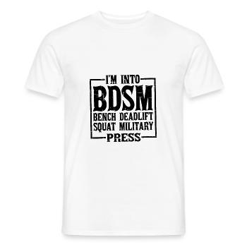 Dans Into BDSM Bench Squat Deadlift Military Press12 - T-shirt homme - blanc - Devant - AI Model Male 178 dark (178cm)