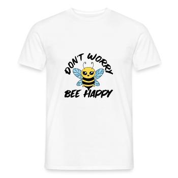 Ne vous inquiétez pas Bee Happy 28 - T-shirt homme - blanc - Devant - AI Model Male 178 dark (178cm)