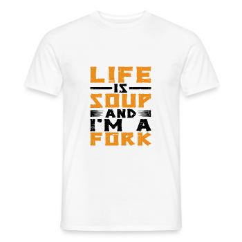 Life Is Soup And I'm A Fork 4 - Men's T-Shirt - white - Front - AI Model Male 178 dark (178cm)