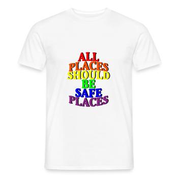 All places should be safe places 4 - Men's T-Shirt - white - Front - AI Model Male 178 dark (178cm)