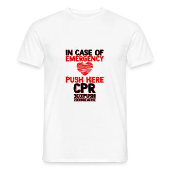 In Case Of Emergency, Push Here, Cpr 3 - Men's T-Shirt - white - Front - AI Model Male 178 dark (178cm)