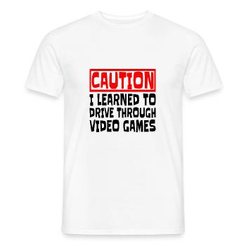 Attention J’ai appris à conduire à travers les jeux vidéo 3 - T-shirt homme - blanc - Devant - AI Model Male 178 dark (178cm)
