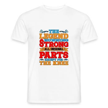 Toutes les pièces d’origine sauf le genou - T-shirt homme - blanc - Devant - AI Model Male 178 dark (178cm)