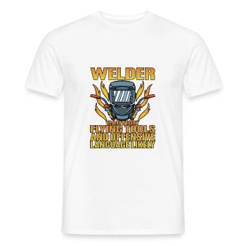 Welder, Flying Tools And Offensive Language - Men's T-Shirt - white - Front - AI Model Male 178 dark (178cm)
