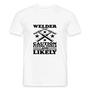 Welder, Flying Tools And Offensive Language 2 - Men's T-Shirt - white - Front - AI Model Male 178 dark (178cm)
