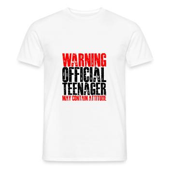 Warning Official Teenager, May Contain Attitude - Men's T-Shirt - white - Front - AI Model Male 178 dark (178cm)
