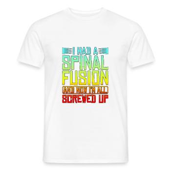 J’ai eu une fusion vertébrale, et maintenant je suis tout foutu - T-shirt homme - blanc - Devant - AI Model Male 178 dark (178cm)