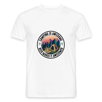 Camping Is Awesome, Beer Makes It Awesomer - Men's T-Shirt - white - Front - AI Model Male 178 dark (178cm)
