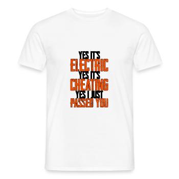 C’est électrique, c’est de la triche, je viens de te passer 2 - T-shirt homme - blanc - Devant - AI Model Male 178 dark (178cm)