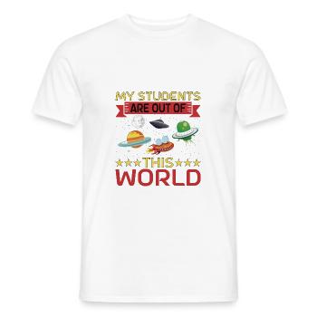 My Students Are Out Of This World 11 - Männer T-Shirt - Weiß - Vorne - AI Model Male 178 dark (178cm)