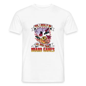 Yes, I really do all need these board games 4 - Men's T-Shirt - white - Front - AI Model Male 178 dark (178cm)