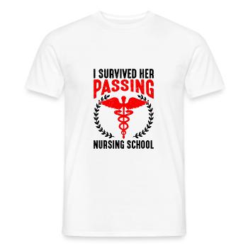 J’ai survécu à son décès à l’école d’infirmières 18 - T-shirt homme - blanc - Devant - AI Model Male 178 dark (178cm)