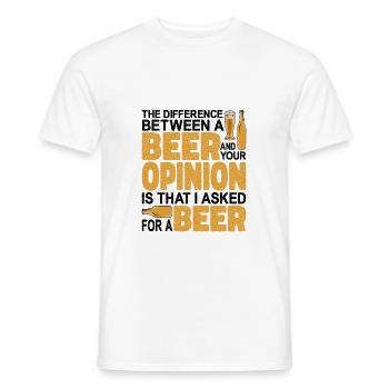 La différence entre une bière et votre opinion - T-shirt homme - blanc - Devant - AI Model Male 178 dark (178cm)