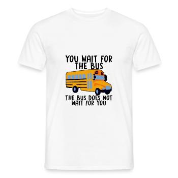 Vous attendez le bus Le bus n’attend pas 1 - T-shirt homme - blanc - Devant - AI Model Male 178 dark (178cm)