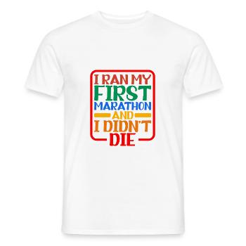 I ran my first marathon and I didn't die 2 - Men's T-Shirt - white - Front - AI Model Male 178 dark (178cm)