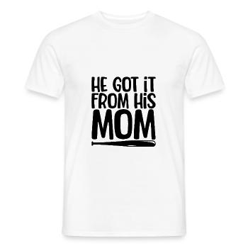 Il l’a obtenu de sa mère 3 - T-shirt homme - blanc - Devant - AI Model Male 178 dark (178cm)