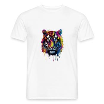 Tigre arc-en-ciel - T-shirt homme - blanc - Devant - AI Model Male 178 dark (178cm)