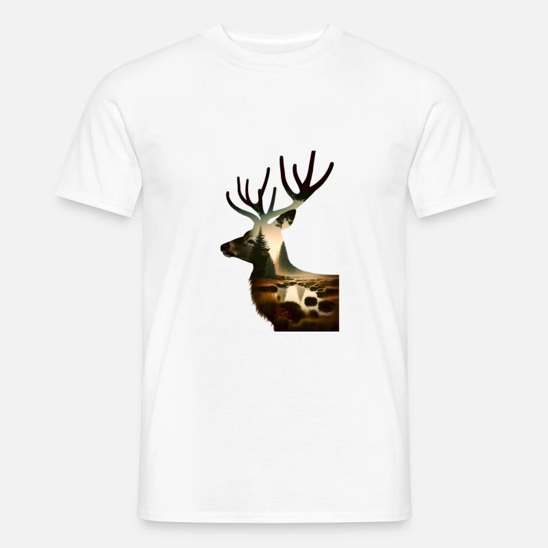 Nature in Deer Pattern - Männer T-Shirt - Weiß