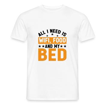 Tout ce dont j’ai besoin, c’est du Wifi, de la nourriture et de mon lit 10 - T-shirt homme - blanc - Devant - AI Model Male 178 dark (178cm)