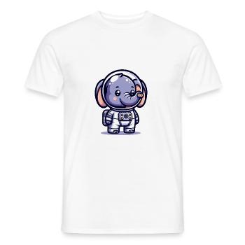 Cute Elephant Astronaut - Men's T-Shirt - white - Front - AI Model Male 178 dark (178cm)