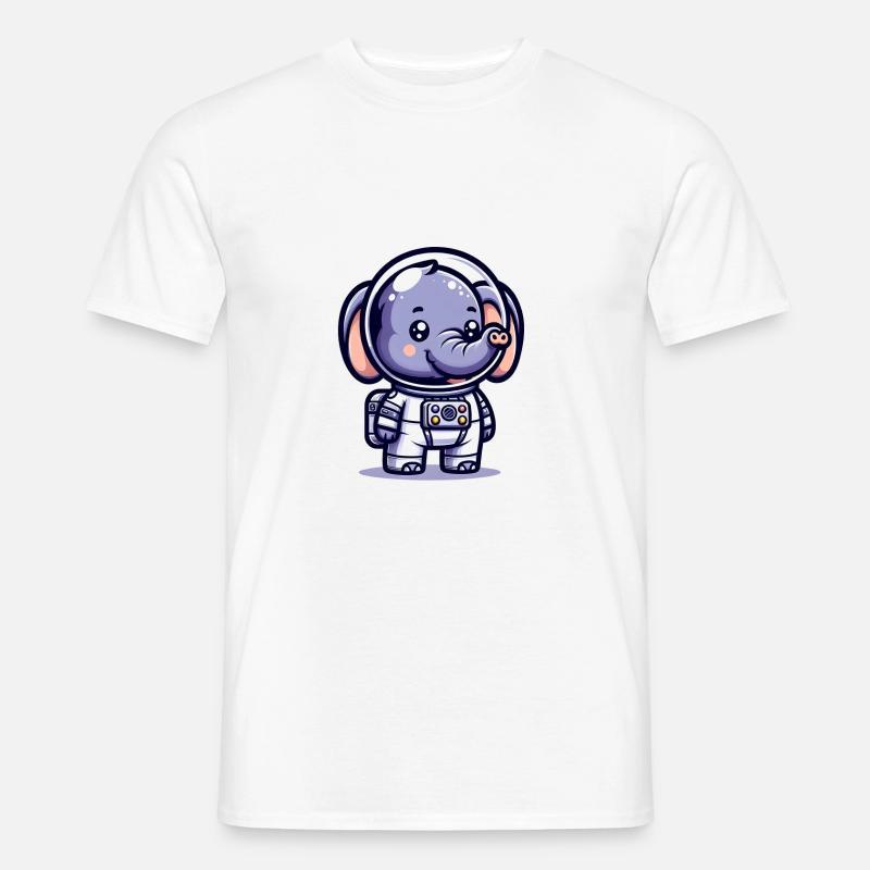 Cute Elephant Astronaut - Männer T-Shirt - Weiß