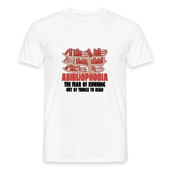 Abibliophobia, Running Out Of Things To Read 3 - Men's T-Shirt - white - Front - AI Model Male 178 dark (178cm)